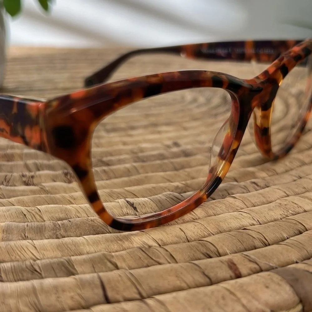 New WOOW Never Out Eyeglasses Modern Tortoise Orange Brown Non- Prescription